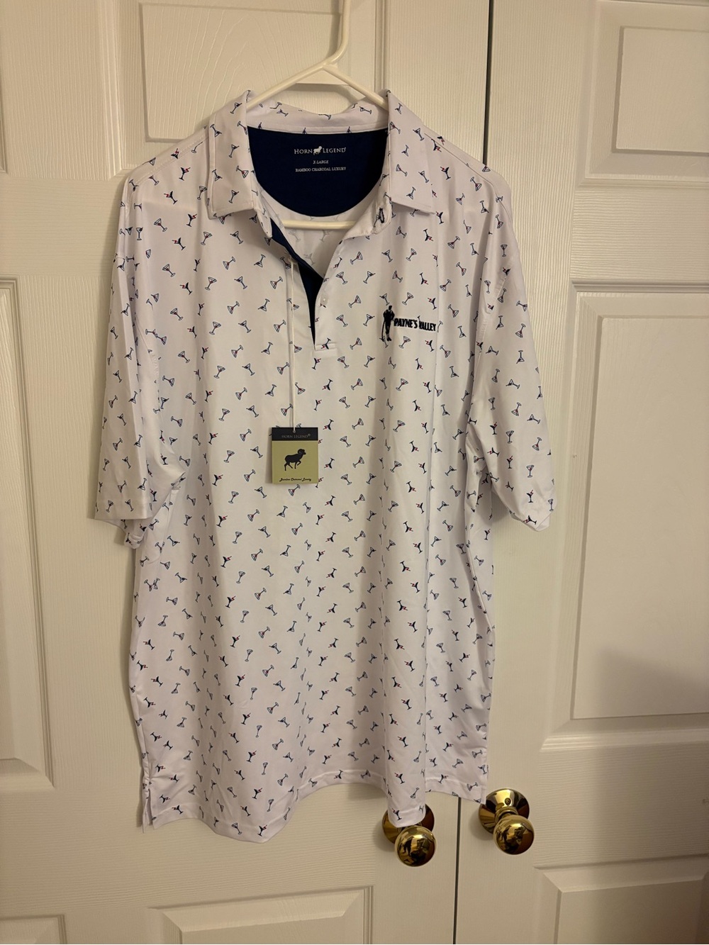 Horn Legend White Polo Shirt with Martini Print